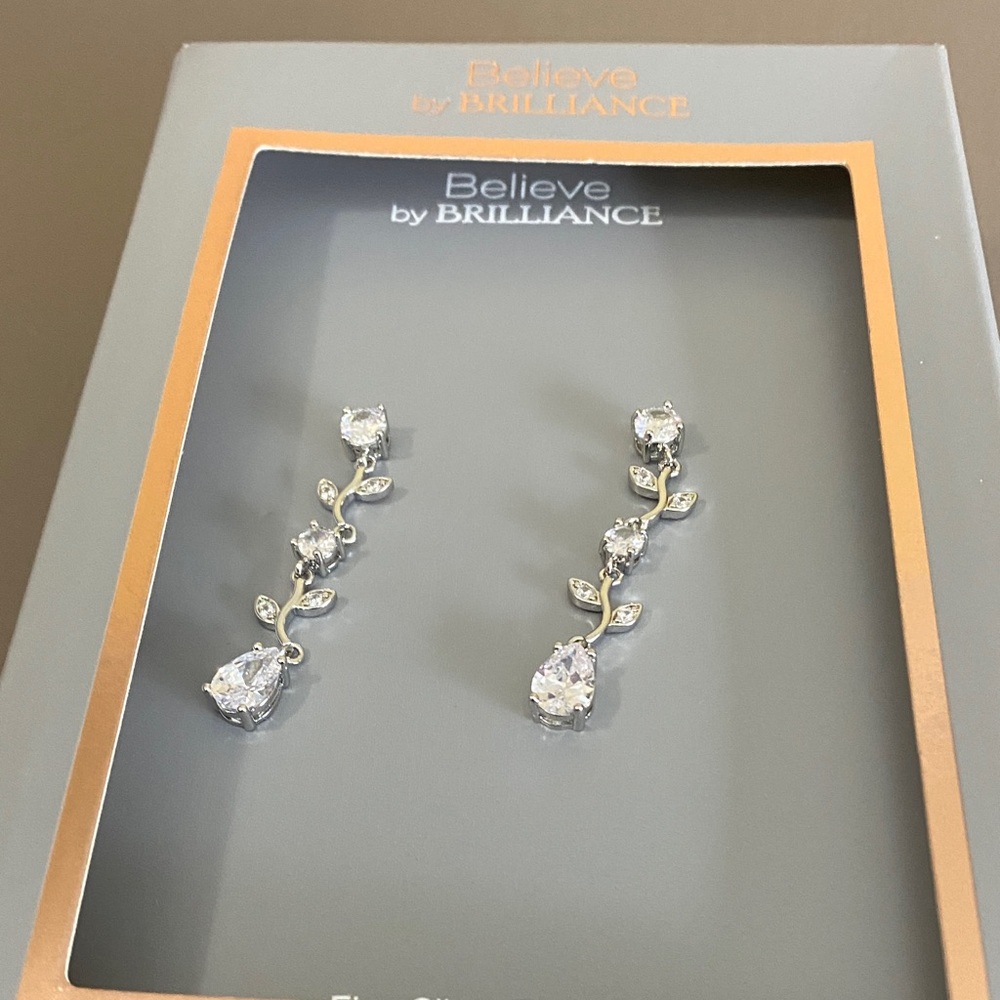 Believe by Brilliance Silver Vine Earrings